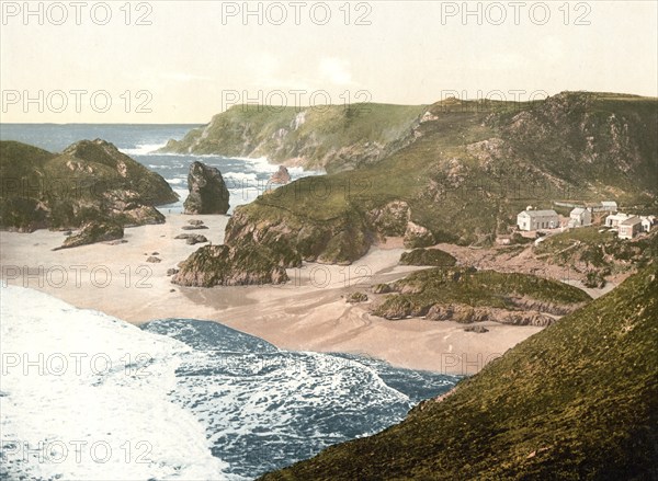 Kynance Cove on the Lizard Peninsula, Cornwall, England, Historical, c. 1900, digitally restored
