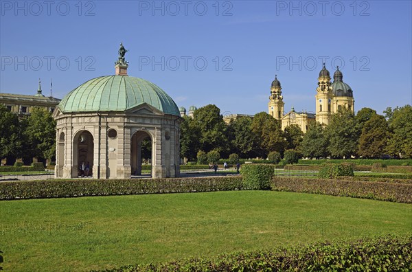 Europe, Germany, Bavaria, Munich, City, Hofgarten, Temple of Diana and Theatine Church, Hamburg,