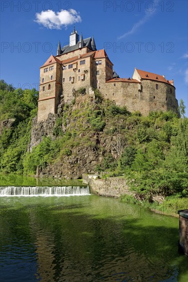 Kriebstein Castle, hilltop castle or Spornburg from the late Middle Ages on the River Zschopau,