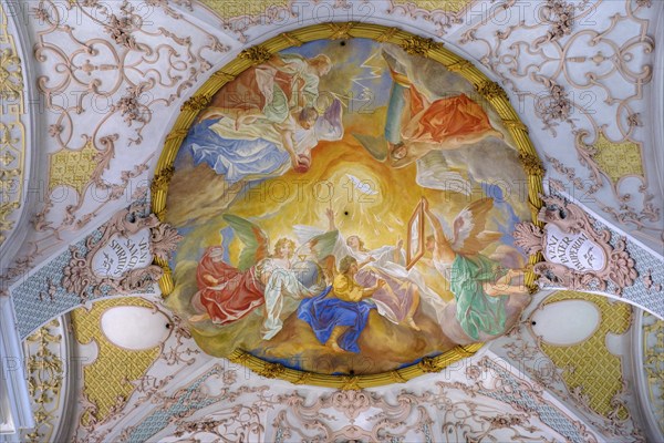 Saint Spirit as a dove with flames, Saint Spirit, ceiling fresco, Parish Church of the Saint