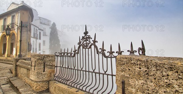 Famous Puente Nuevo Bridge's Arch in Ronda historic city center