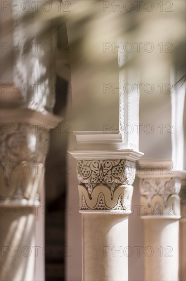 Columns in Riad, Column, traditional, decorated, ornament, decoration, art, construction, building,