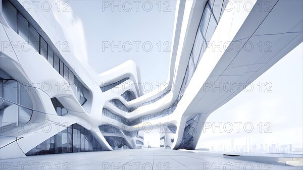KI generated architectural structure melding computer aided design illustrations with genuine