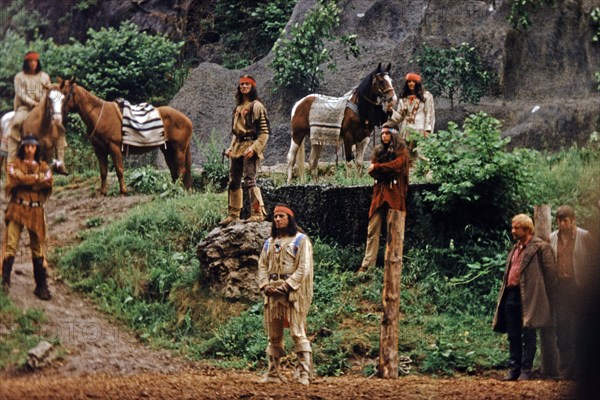 Pierre Brice as Winnetou and other actors in The Treasure in Silver Lake, Karl May Festival,