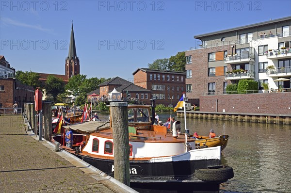 Europe, Germany, Lower Saxony, Buxtehude, Hamburg metropolitan region, Este, harbour, waterfront