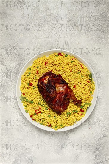 Kabsa, rice with chicken, Saudi Arabian dish, national dish, homemade, no people