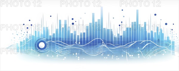 Illustration of abstract audio frequency sound wave lines, AI generated