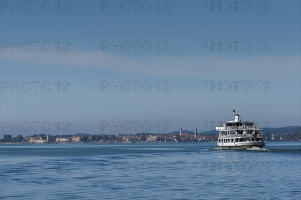 View of Lindau from Bregenz on Lake Constance, excursion boat, Bavaria, Germany, Europe