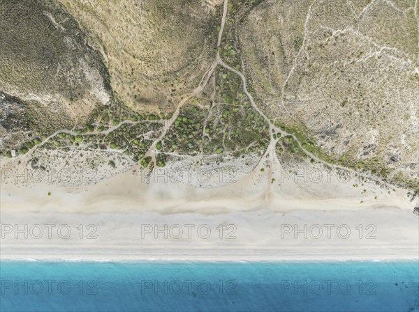 The Playa de los Muertos (beach of the dead) . Aerial view. Drone shot. Nature Reserve Cabo de