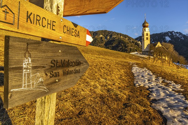 Evening atmosphere at St Valentin, Seis, South Tyrol, Italy, Europe