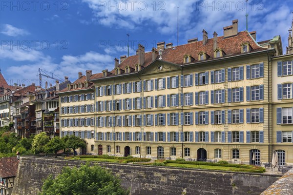 Historic homes on the Bank of the Aare river in Bern, Switzerland, Europe