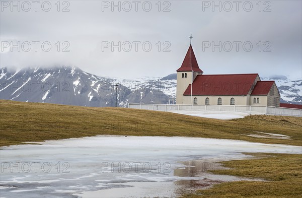 The picturesque stadastadakirkja church at the snaefellsnes peninsula near the village of