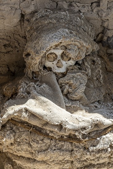 Mummy in the Cemetery of Chauchilla, Chauchilla Cemetery, Nazca, Peru, South America