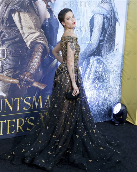 Halsey at the Los Angeles premiere of 'The Huntsman: Winter's War' held at the Regency Village