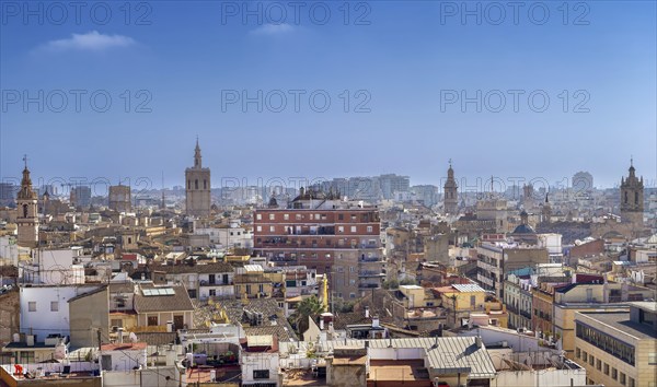 View of Valencia historical center from Quart Towers, Spain, Europe