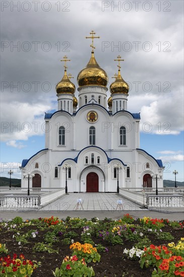 PETROPAVLOVSK KAMCHATSKY CITY, KAMCHATKA PENINSULA, RUSSIA, AUG 17, 2018: Holy Trinity Orthodox