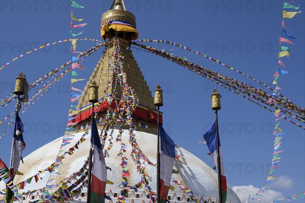 Budha stupa or Boudhanath Stupa, religious sacred temple in Kathmandu Nepal. Eyes of Buddha