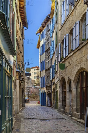 Street in Le Puy en Velay city center, France, Europe