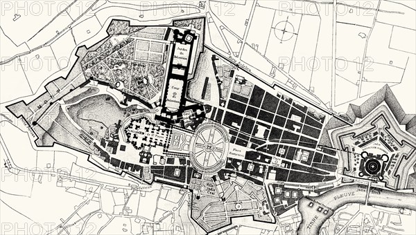 The plan of the Leonine City, Papal Rome, Italy, Europe