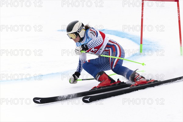 KAMCHATKA, RUSSIA, APR 2, 2019: Russian Women s Alpine Skiing Cup, International Ski Federation
