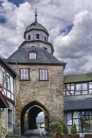 Gate tower in Braunfels city center, Germany, Europe