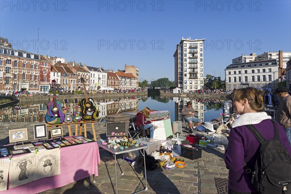 Lille, France, September 1, 2018: The traditional annual flea market in Lille (the first weekend of