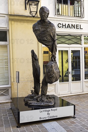 Paris, France, September 3, 2018: Street exposure of the artworks of Bruno Catalano on the Parisian