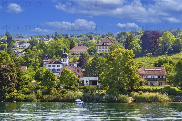View if shores of Lake Zurich, Switzerland, Europe
