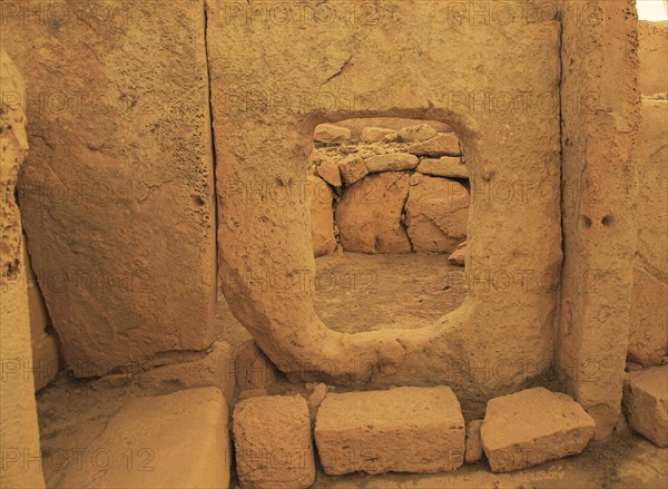 Hagar Qim neolithic megalithic prehistoric temple complex site, Malta, Europe