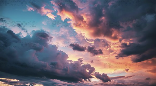 Scenic sunset skies over Caribbean islands, AI generated