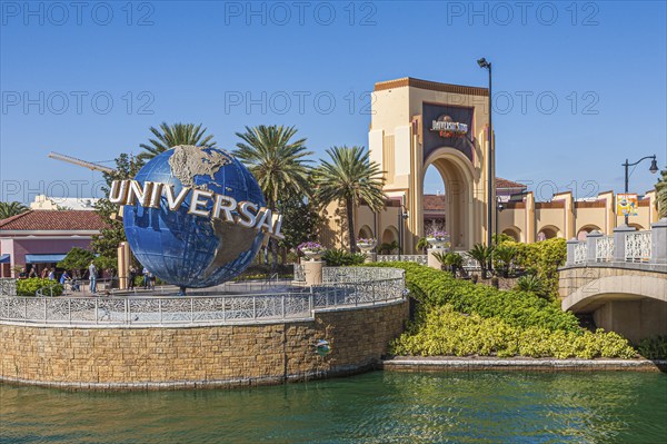 Famous rotating world globe at Universal's City Walk near entrance to the Universal Studios theme
