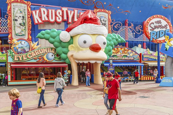 The Simpsons ride at Krustyland attraction at Universal Studios theme park in Orlando, Florida,