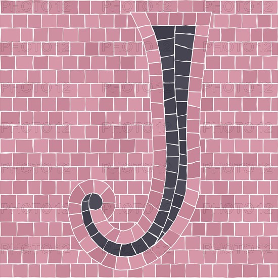 Mosaic tiles letter J. EPS 10 editable flat design vector seamless horizontal pattern
