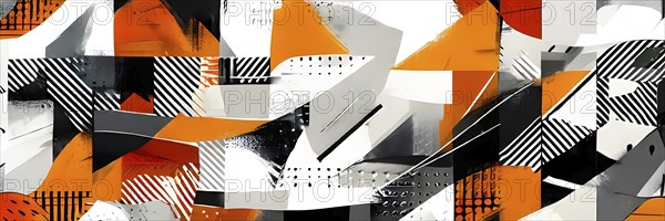 Illustration of an abstract Easter egg design with geometric patterns, bold colors, and a mix of