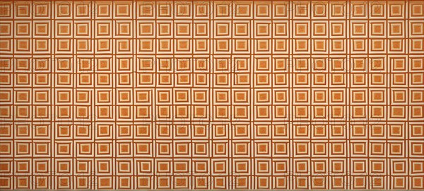 Abstract composition of an array of interlocking orange squares, AI generated