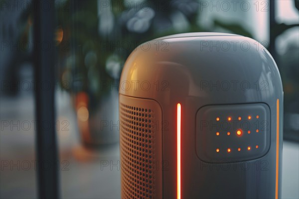 Close up of artificial intelligence home assistant device. Generative Ai, AI generated