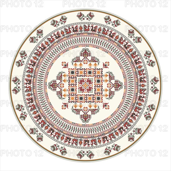 Traditional Bulgarian embroidery design element over white background