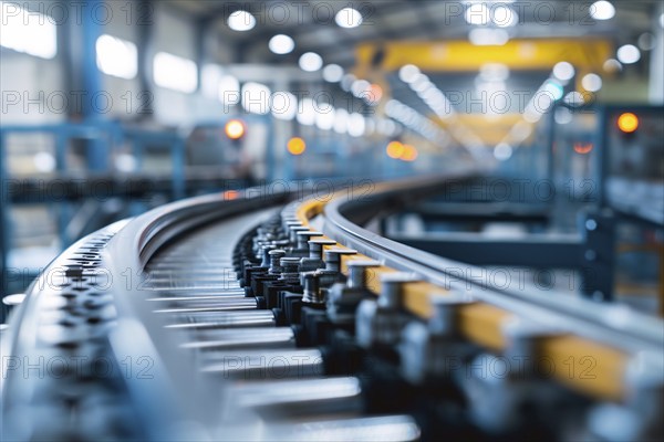 Empty conveyor belt in factory. KI generiert, generiert, AI generated