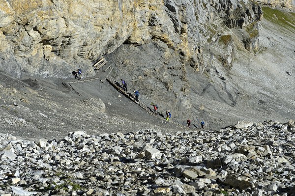 Ascent to the Hohtürli pass from the Kiental valley via the Bundalp, Kandersteg, Bernese Oberland,