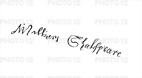 Signature, manuscript by William Shakespeare, historical, digital reproduction of an original from