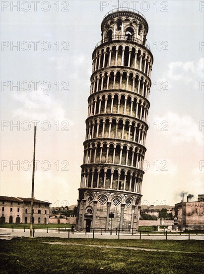 Der Schiefe Turm, Pisa, Italien / The Leaning Tower, Italy, Historic, digitally restored