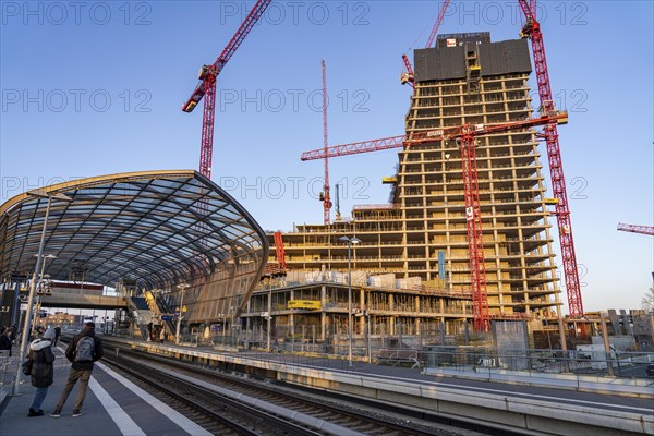 Shell of the Elbtower construction project, the architectural completion of Hafencity Hamburg, in