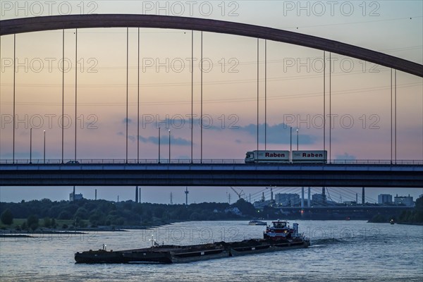 The Bridge of Solidarity, the longest tied-arch bridge in Germany, over the Rhine from