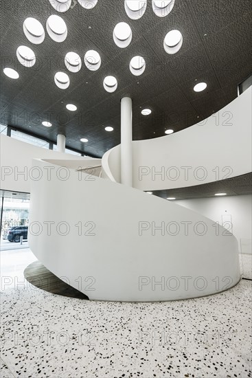 Spiral staircase, Roche Towers, Architects Herzog and de Meuron, Basel, Canton of Basel-Stadt,