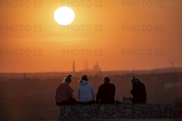 Evening atmosphere on the Hoheward spoil tip, the largest spoil tip in the Ruhr area, between