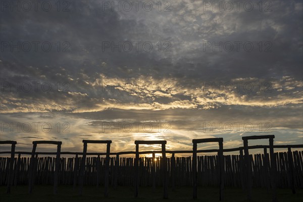 Sunset at the Ring Shrine Pömmelte, Saxony-Anhalt, Germany, Europe
