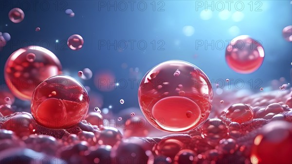 3d illustration of human red blood cells suspended in plasma, AI generated
