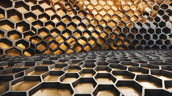 Abstract artwork based on the hexagonal patterns of a honeycomb highlighting efficient structural