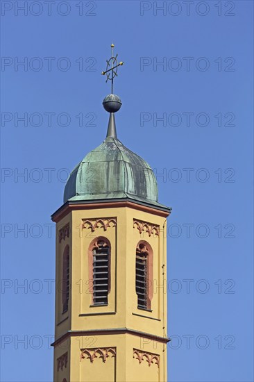 Spire of the Spitalkirche, Heilig Geist Kirche, Dinkelsbühl, Middle Franconia, Franconia, Bavaria,