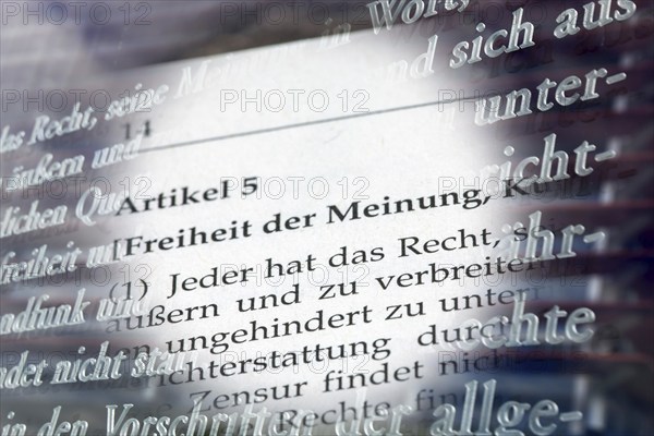 Symbolic image of freedom of opinion in Germany: excerpt from Article 5 of the Basic Law